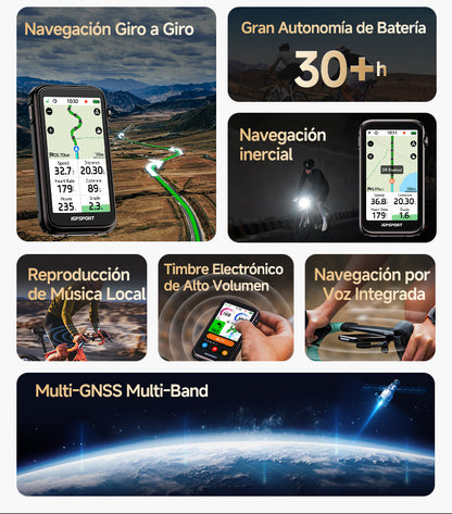 iGPSPORT BiNavi Ultra: navegación giro a giro, más de 30 h de batería, navegación inercial, música, timbre y navegación por voz