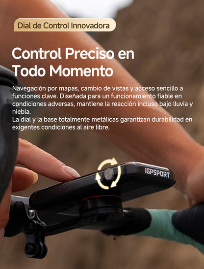 Dial de control giratorio metálico del iGPSPORT BiNavi Ultra montado en el manillar