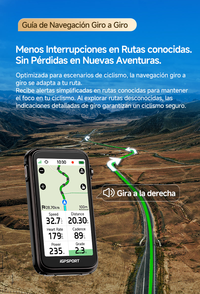 Navegación giro a giro con aviso por voz en el iGPSPORT BiNavi Ultra