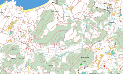 Detalle del Mapa Vectorial Bikespot con red de caminos y senderos para TwoNav