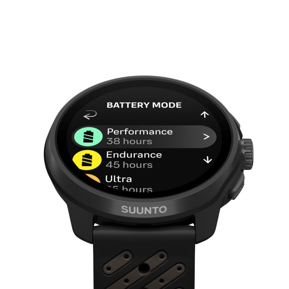 Suunto Race 3S Titanium Black, pantalla de modos de batería
