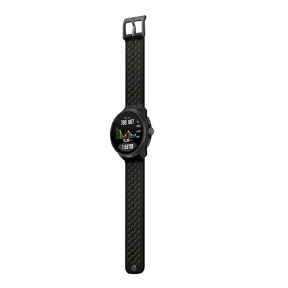 Suunto Race 3S Titanium Black, vista con correa completa y perfil de subida