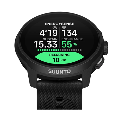 Suunto Run 2 All Black - vista lateral con EnergySense en pantalla