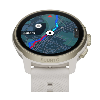 Suunto Run 2 Feather Gold - vista lateral con mapa offline en pantalla